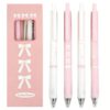 MOZXIRZ 4 Pcs Cute Retractable Pens Pink Bowknot Gel Pens 0.5mm Fine Point Black Ink Smooth Writing Pen Office School Supplies Cartoon Kawaii Pen for Women Girls (Pink-2)