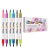 Mrexivo Dual Head Glitter Marker, 2-Color Soft Tip Art Pen for Craft (6 pieces / 12 colors)