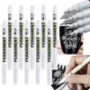 MROOFUL Acrylic White Paint Pens, 10 Pack White Permanent Marker with Extra Fine Point (1mm), 1 Free Pencil Case, White Oil Based Paint Pens for Wood, Rock Painting, Canvas, Stone, Glass, Ceramic