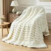 Mr. Sandman Weighted Blankets for Adults, Jacquard Flannel Heavy Blanket & Warm Ribbed Flannel Sherpa Blanket
