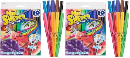 Mr. Sketch Scented Stix Markers, Fine Tip, 10 Count - Fun for Kids, Coloring, Spark Creativity, Arts & Crafts (Pack of 2)
