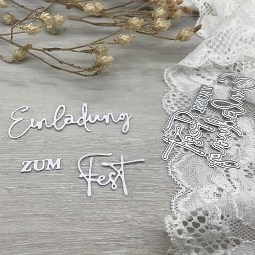MSBDIE 1pcs Craft Metal Cutting Dies Cut die Mold German Letter Words Decoration Scrapbook Paper Craft Punch Stencils Dies Embossing Card Making Photo Decorative Paper Dies Scrapbooking