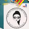 Ms. Ellie Cartoon Teacher Reward Stamp, Duo Hand Mount, 1-5/8 Round
