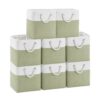 MSHABOOR 11x11 Inch Cube Storage Bins, 8 Pack Collapsible Fabric Storage Cubes with Rope Handles, Waterproof Foldable Storage Baskets for Cube Shelves, Closet, Clothes, Toys, Books, White & Green