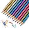 MSHHDK 12 Pcs Metallic Colored Pencils Soft Core Pencil Drawing Pencils