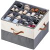 MSTONAL Shoe Organizer for Closet, 1 Pack Shoe Storage Container with Adjustable Dividers, Space Saving Shoe Box Storage Organizer Bin with Clear Lid and 4 Handles, Fits 8-16 Pairs, Beige & Grey