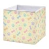 Msyxl Pastel Paws Bones Storage Cubes 11x11 Inch Foldable Fabric Bins with Handle for Storage and Organization, Ideal Storage Bins for Closet Shelves