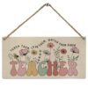 Mtrgdn Retro Classroom Decor for Teacher,Wildflower Classroom Teacher Sign Wall Hanging for Homeschool Teachers Office Lounge,Flower Themed Gifts for Teachers,12x6 inch
