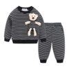 Mud Kingdom Little Boys Jogger Sets Fleece Lined Funny Cartoon Bear Stripe Black Size 7-8