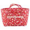 Multi-compartment Floral Fabric Basket Quilted Lace Handle