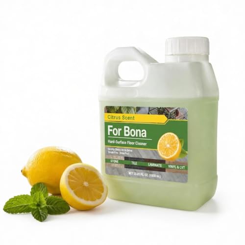Multi-Surface Floor Cleaner Refill – 33.8 fl oz – Lemon Mint Scent – Residue-Free Cleaning Solution for BONA Spray Mops and Refillable Bottles – For Stone, Tile, Laminate, and Vinyl Floors