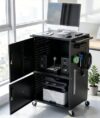 Multi AV Cart, Rolling Computer Cart with Locking Cabinets