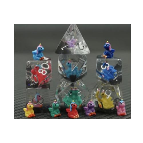 Multicolored 7-Piece Unicorn Party RPG Dice Set by Foam Brain Games