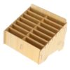 Multi Compartment Wooden Cell Phone Storage Box for Desk Organization