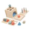 Multi Function Wooden Sorter Toy for Including Shape Sorter Color Coordination and Money Slot Activities Wooden Sorting Box