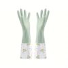 Mumuly 1‑Pair Durable Rubber Latex Housework Gloves for Dishwashing Cleaning(Lvse kuanko)