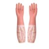 Mumuly 1‑Pair Fashion Cuff Warm Rubber Dishwashing Gloves Durable for Household(Pink)