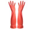 Mumuly 1‑Pair Long Reusable Rubber Cleaning Gloves Non‑Slip for Dishwashing(Red 1 Pair,Small)