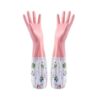 Mumuly Thicken Latex‑Free Long Waterproof Dishwashing Gloves for Women Kitchen(Pink 1 pair)