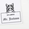 Munchkin Cat Peeking Ex Libris Book Stamp, Duo Hand Mount, 1-5/8 Square