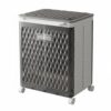 Mupingfenglan Folding Laundry Basket Laundry Hamper Storage Cart With Double Compartment Ventilated PP Body Folding Rolling Design With Lid And Wheels suitable for, Black, Tall