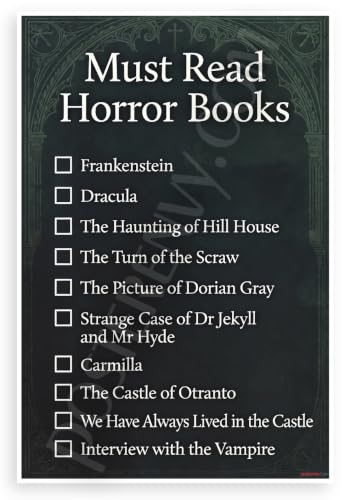 Must Read Horror Books Checklist Educational 12x18 US Made Poster