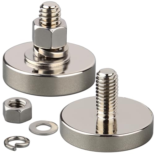 MUTUACTOR Neodymium Pot Magnet Heavy Duty,2PCS 175lbs Super Strong Rare Earth Magnets with M10 Male Threaded,Anti-Broken Mounting Magnets for LED Lights Machine Processing and DIY Tool Brackets