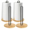 MUXHEL 4 Pcs Wood Paper Towel Holder Countertop Non-Slip Wooden Paper Towel Holder Stand, Spool Rack Ribbon Holder for Paper, Tape and Ribbon Storage Organizer