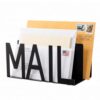 MyGift Modern Black Metal 2-Slot Mail Holder Countertop Organizer with Mail Cutout Design – Desktop Letter, Envelope and Document Storage Rack