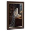 Mysterious Ghost Reading Book Wall Art Decor - Wood Grain Gold Framed