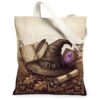 Mystical Witch Hat Fantasy Quote Vintage Canvas Tote Bag 13x15 Inch
