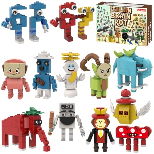 Myth Qholve Italian Brain Rot Unique Cartoon Characters Building Blocks 12 in 1 Educational & Entertaining Gift Idea for Adults