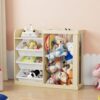 NACHES Kids Bookshelf Toy Shelf Stuffed Animal Storage Kids Toy Organizer for Kids Bedroom Playroom (Natural, 95x34x80cm)