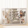 NACHES Montessori Kids Bookshelf with Enclosed Toy Storage, Dual Mesh Stuffed Animal Organizer Bins, Front-Facing Toddler Book Display Shelf, Multi-Purpose Storage Unit for Playroom (White)