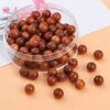 Namzi 100PCS Wooden Beads with Holes,Round Bulk Beads for DIY Craft,W03