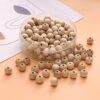 Namzi 100PCS Wooden Beads with Holes,Round Bulk Beads for DIY Craft,W14