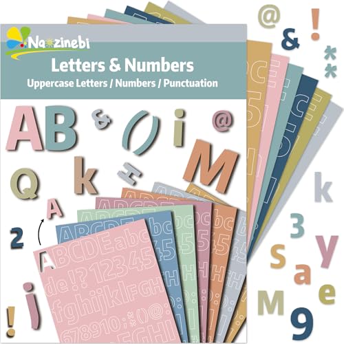 Naozinebi 2016 pcs Bulletin Board Letters for Classroom Boho Colorful Pastel Alphabet Numbers and Punctuation Cutouts Punch Out Letters for Poster Bulletin Board Classroom