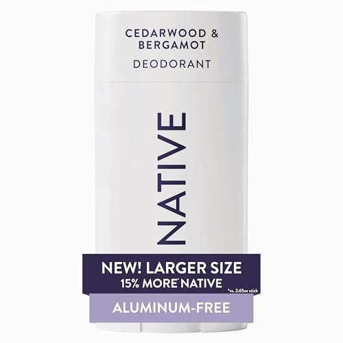 Native Aluminum Free Deodorant, Cedarwood & Bergamot, Large Size Stick, 72 Hour Odor Control, for Women & Men, Contains Naturally Derived Ingredients, 3.1 oz (Pack of 12)
