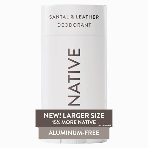 Native Aluminum Free Deodorant, Santal & Leather, Large Size Stick, 72 Hour Odor Control, for Women & Men, Contains Naturally Derived Ingredients, 3.1 oz (Pack of 12)