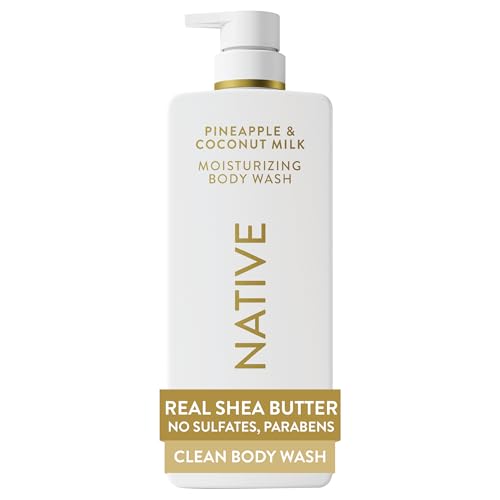 Native Moisturizing Body Wash, Clean & Gentle 24-Hour Hydration with Shea Butter, for Sensitive & Dry Skin, for Women & Men, Sulfate-free, Paraben-free, Pineapple & Coconut Milk, 22 fl oz (Pack of 6)