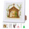Nativity Scene Stamped Cross Stitch Kits for Adult Beginner with Frame