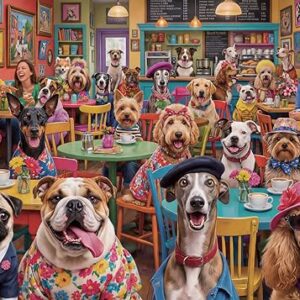 Nattork Jigsaw Puzzles 1000 Pieces for Adults, Families (Dog Coffee) Pieces Fit Together Perfectly