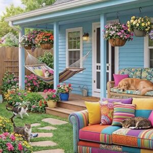 Nattork Jigsaw Puzzles 1000 Pieces for Adults, Families (Garden Cottage) Pieces Fit Together Perfectly