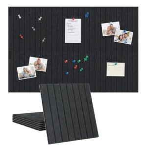Navellon Large Splicing Felt Bulletin Board Cork Board Alternative 36" x 24" Felt Pin Board for Home Office Classroom Wall Decor Felt Wall Panel with Pushpins Adhesive Tabs(Fine-Stripe 6 Pack, Black)
