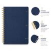 Navy Hardcover Spiral Notebook 6.5 x 8.7 in with 240 Ruled Pages