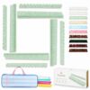 Naxsuia Scalloped Mahjong Racks with Magnetic Pushers, Tortoise Shell Mahjong Racks (17.5in,4*Mint Pearl)