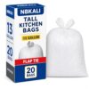 NBKALI Kitchen Trash Bags 13 Gallon, 20 Count Flap Tie Garbage Bags, Strong Household Waste Bags for Kitchen, Office, Bathroom, Daily Use Trash Liners
