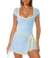 NEJXQ Athletic Tennis Dresses for Women Light Blue Golf Outfits Workout