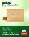 Nelko 2" x 4" Clear Address Labels for Laser Printers, 70Labels