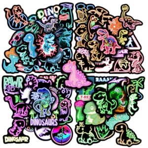 Neon Dinosaur Water Bottle Stickers for Kids，70 Pcs Dino Waterproof Vinyl Laptop Decals, Teens Girls Boys Adults Phone Case Skateboard Luggage Decor